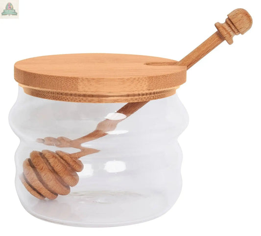 Glass Honey Jar & Dipper With Birch Wood Lid | 250 ml Sophistiplate