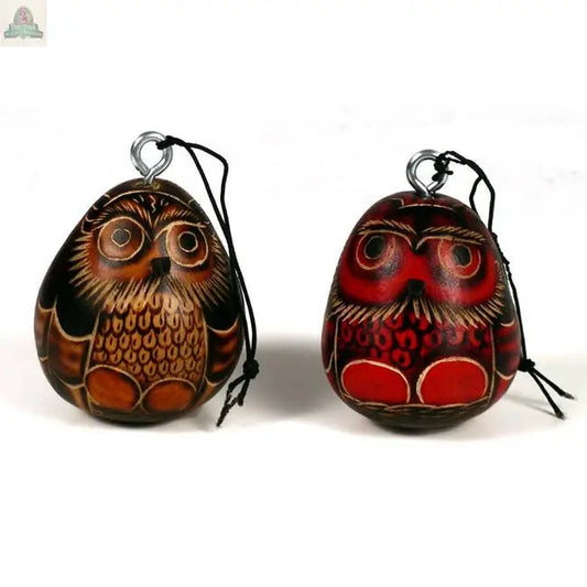 Gourd Owl Hanging Christmas Tree Ornament Hand Carved Pink Platypus Emporium
