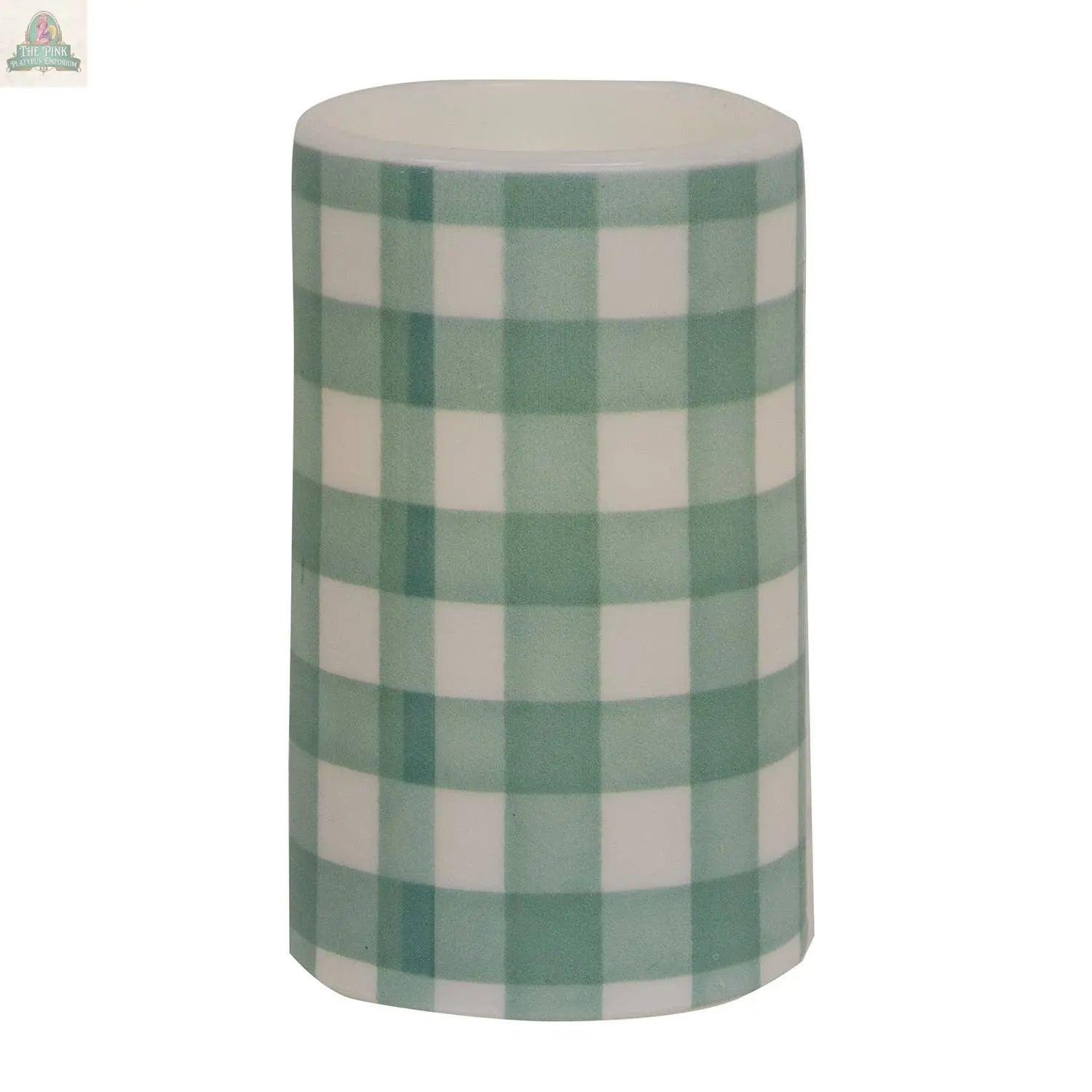 Green Gingham Check Timer Pillar, 3"x5" Col House Designs