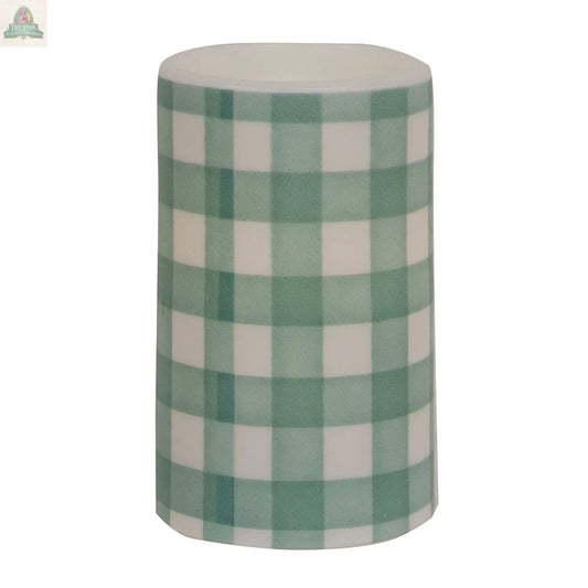 Green Gingham Check Timer Pillar, 3"x5" Col House Designs
