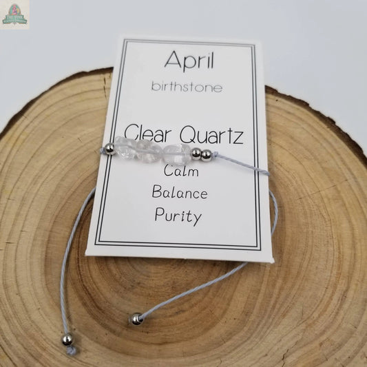 Handmade Birthday Stone Natural Stone Bracelet with Card: April CHAKRA JEWELRY