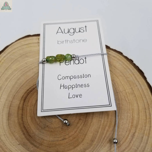Handmade Birthday Stone Natural Stone Bracelet with Card: August CHAKRA JEWELRY