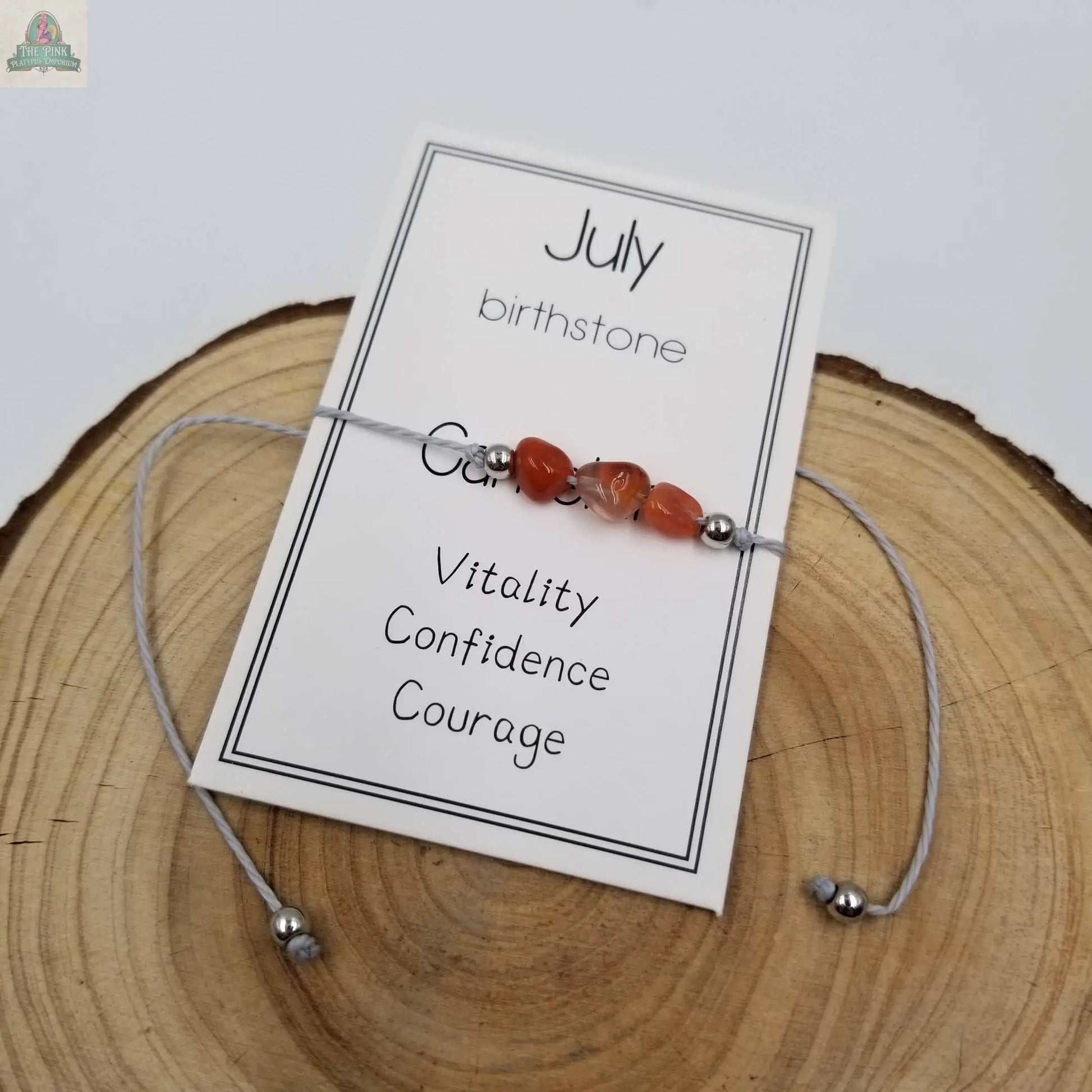 Handmade Birthday Stone Natural Stone Bracelet with Card: August CHAKRA JEWELRY