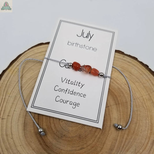 Handmade Birthday Stone Natural Stone Bracelet with Card: July CHAKRA JEWELRY
