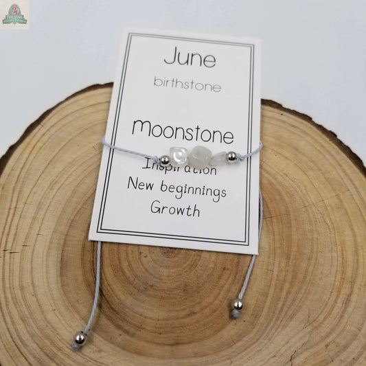 Handmade Birthday Stone Natural Stone Bracelet with Card: June CHAKRA JEWELRY