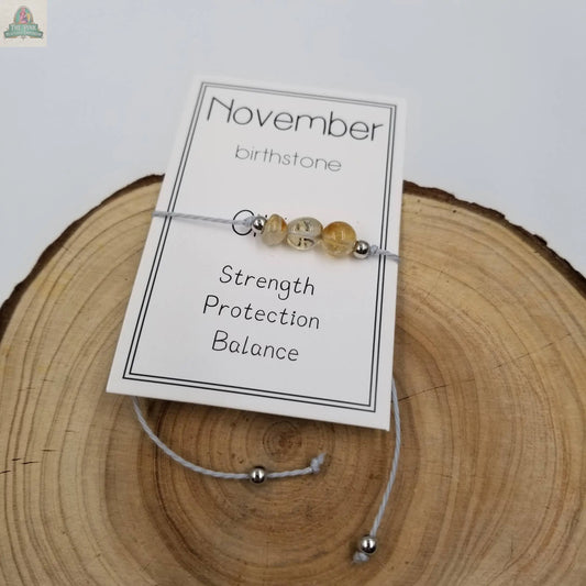 Handmade Birthday Stone Natural Stone Bracelet with Card: November CHAKRA JEWELRY