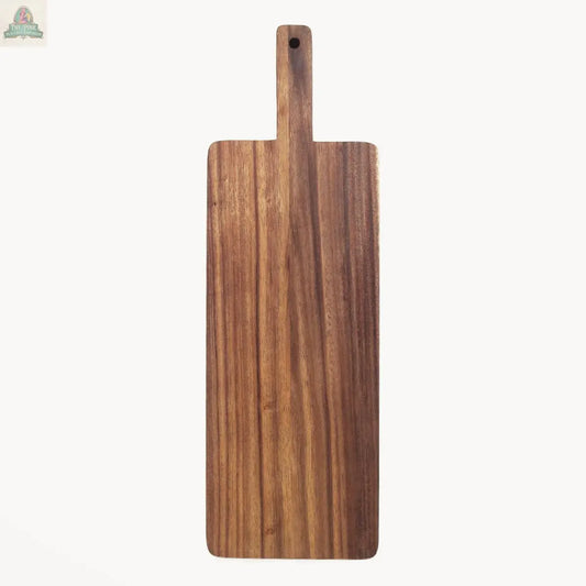 The KORISSA Handmade Wooden Serving Board - Large features a handle and a small hole near the top, shown on a white background.