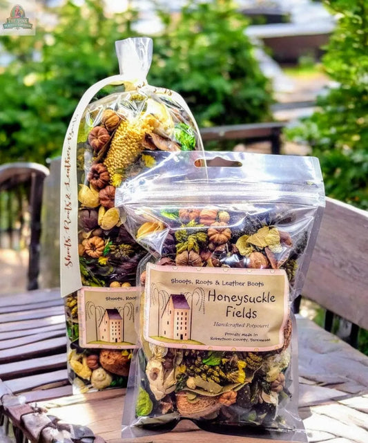 Honeysuckle Fields Handcrafted Potpourri. : 5 Cups Shoots, Roots & Leather Boots