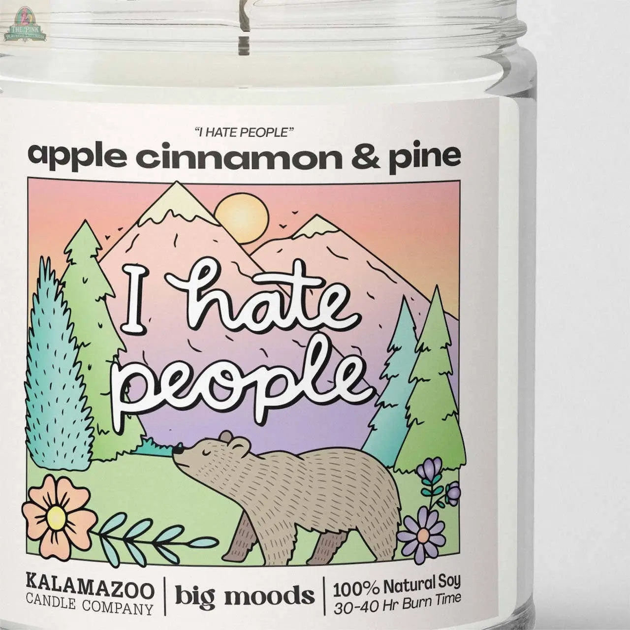 "I Hate People" Apple Cinnamon & Pine -  Luxury Soy Candle Big Moods