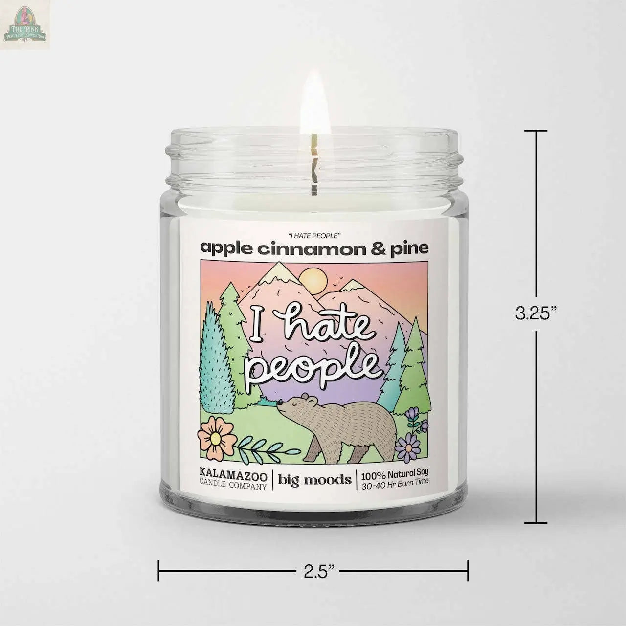 "I Hate People" Apple Cinnamon & Pine -  Luxury Soy Candle Big Moods