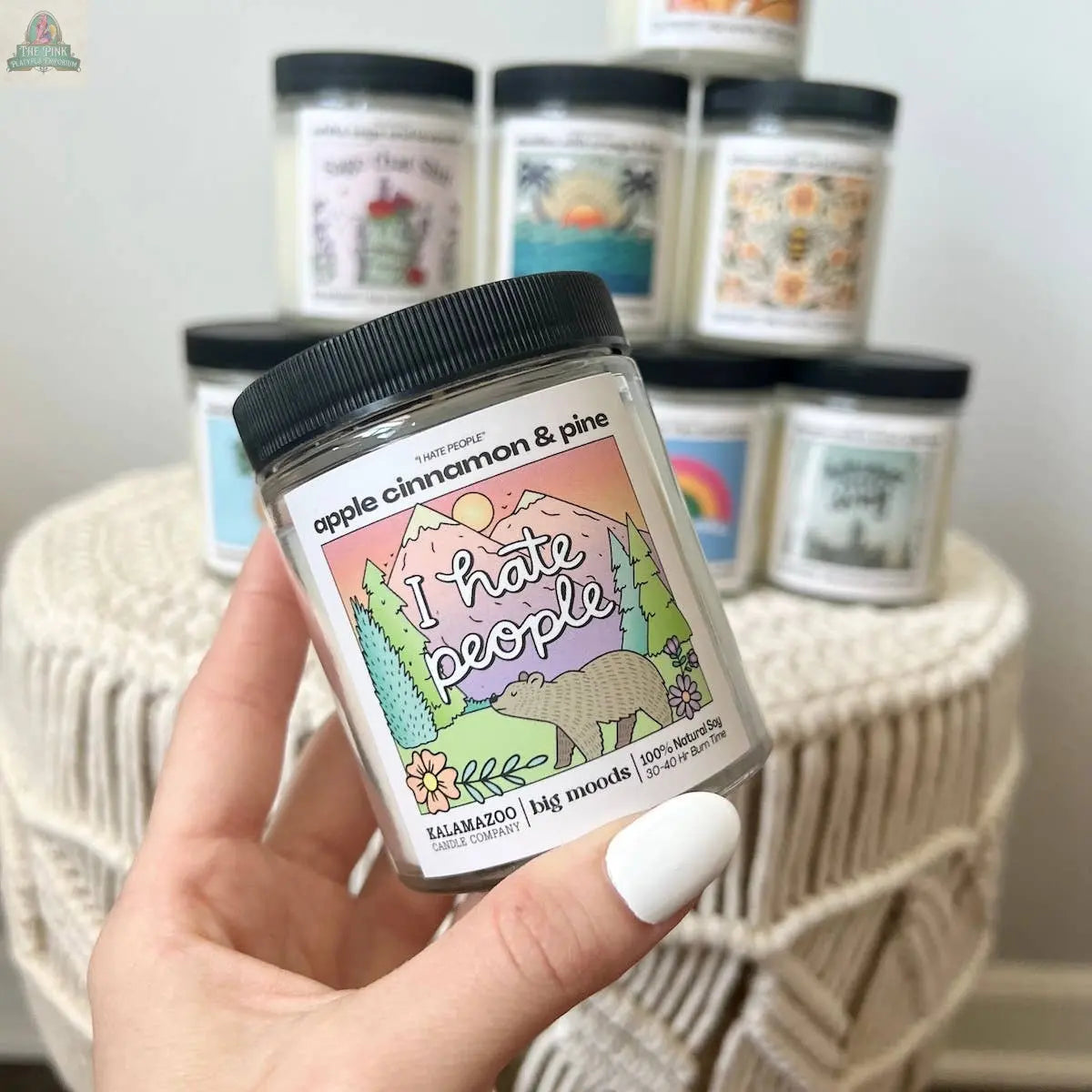 "I Hate People" Apple Cinnamon & Pine -  Luxury Soy Candle Big Moods