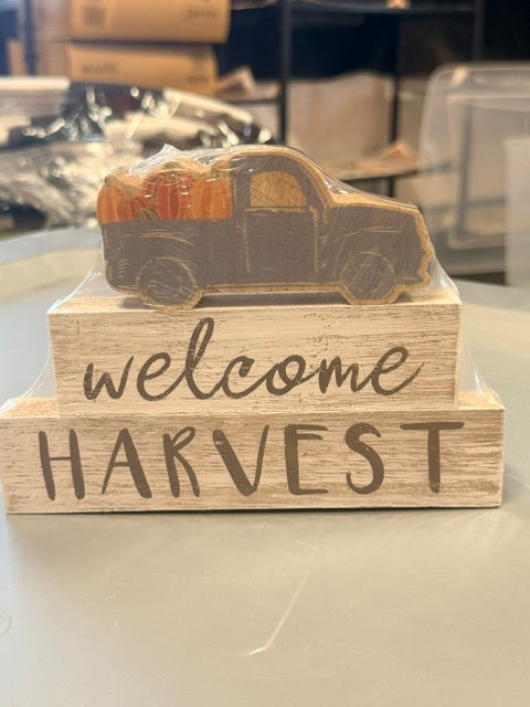 Welcome Harvest Truck Stackers | Fall Pumpkin Truck Decor