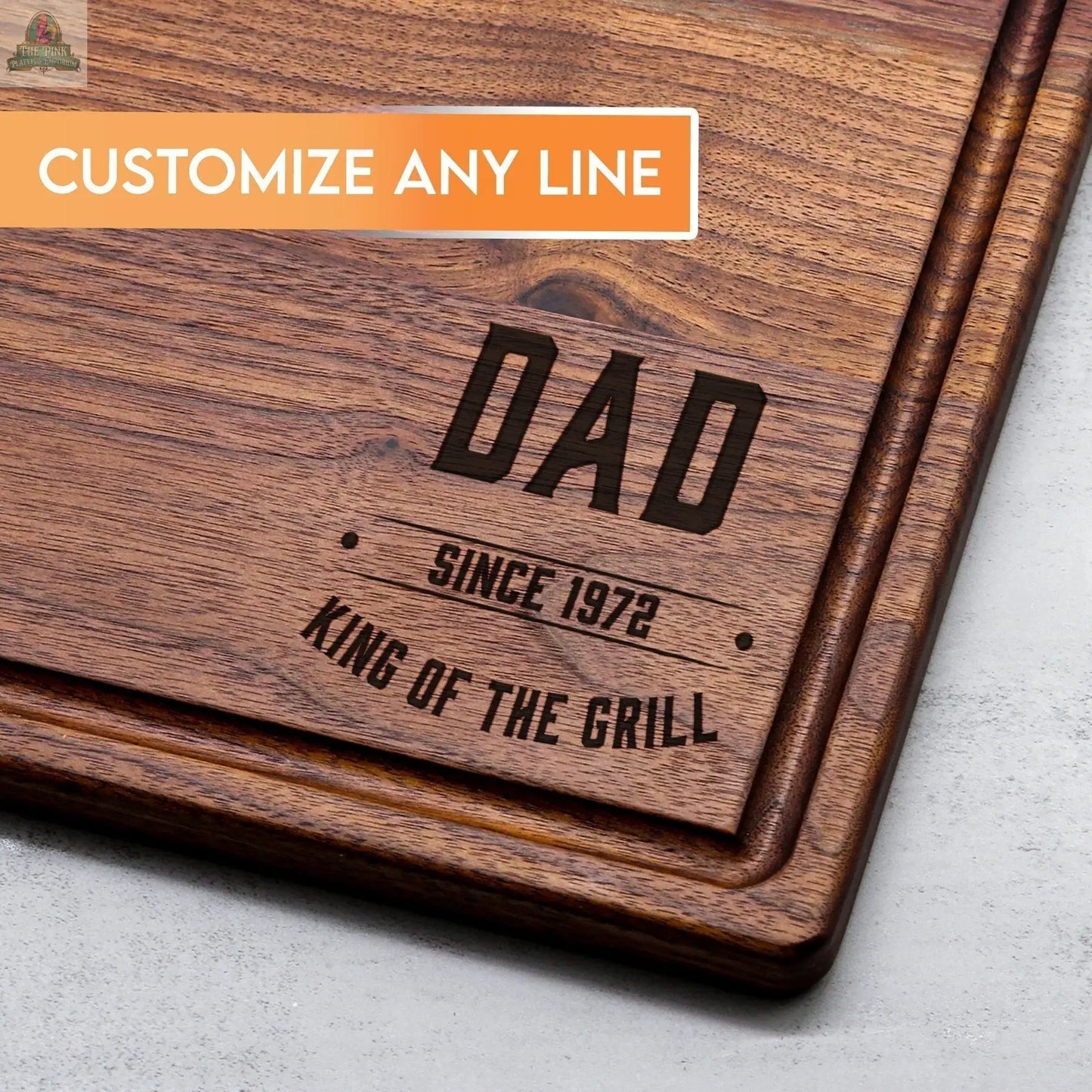 King of the Grill Cutting Board, Personalized Gift For Dad, Custom Grilling Gift For Dad, BBQ Gift For Dad, Custom Cutting Board - USA Made Pink Platypus Emporium