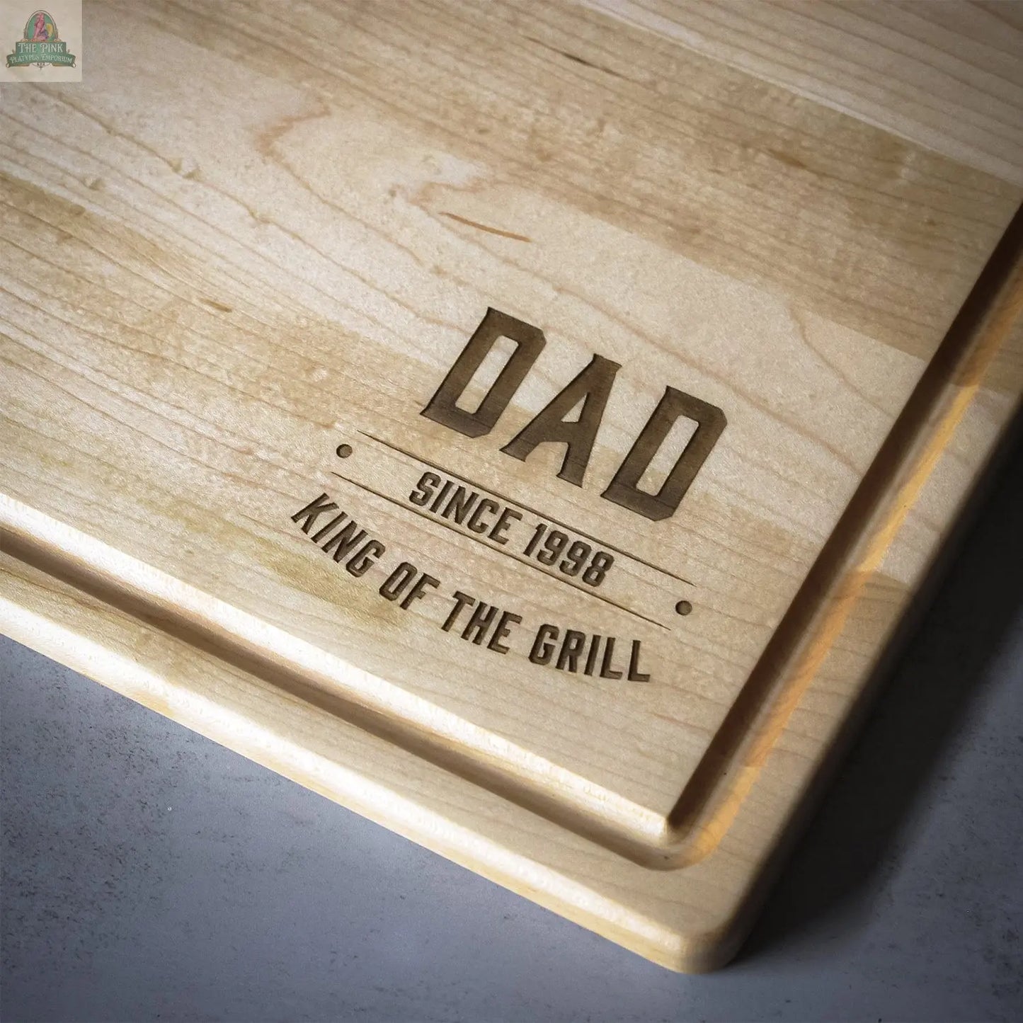 King of the Grill Cutting Board, Personalized Gift For Dad, Custom Grilling Gift For Dad, BBQ Gift For Dad, Custom Cutting Board - USA Made Pink Platypus Emporium