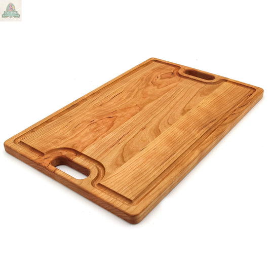 Large Cherry Wood Cutting Board With Juice Groove and Handles 18 x 12 Inches, Cherry Charcuterie Board, Cherry Cheese Board, 100% USA Made Pink Platypus Emporium