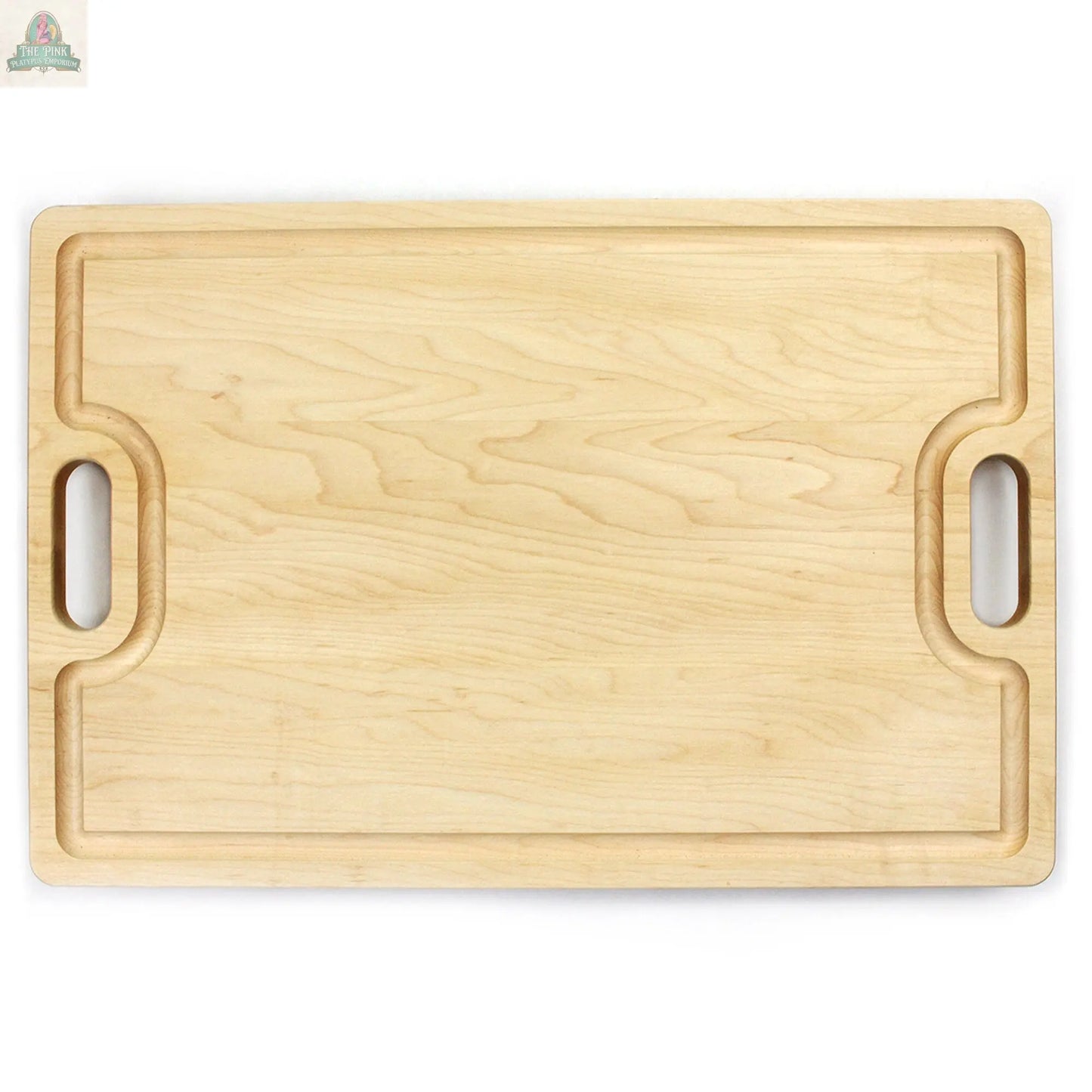 Large Cherry Wood Cutting Board With Juice Groove and Handles 18 x 12 Inches, Cherry Charcuterie Board, Cherry Cheese Board, 100% USA Made Pink Platypus Emporium