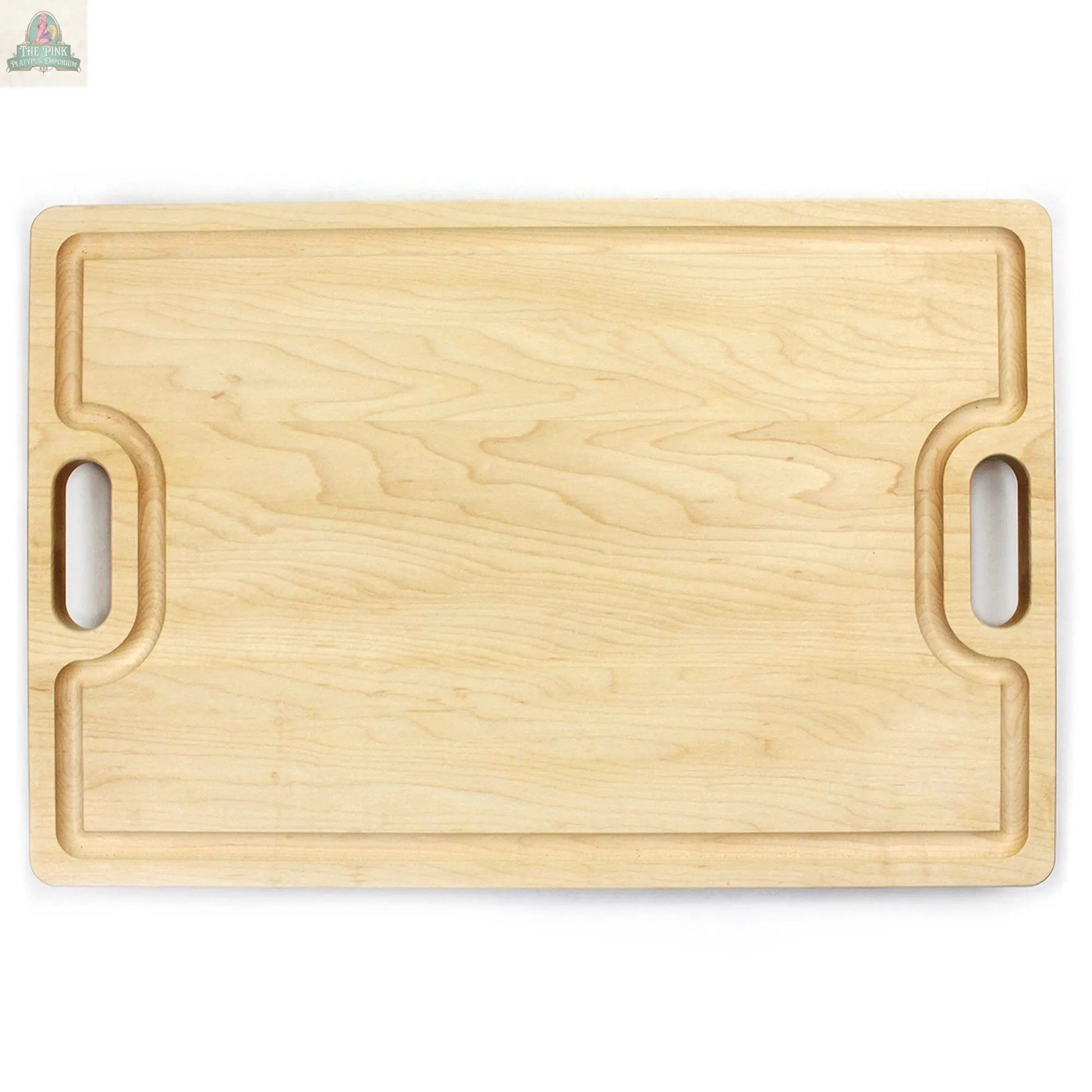 Large Cherry Wood Cutting Board With Juice Groove and Handles 18 x 12 Inches, Cherry Charcuterie Board, Cherry Cheese Board, 100% USA Made Pink Platypus Emporium