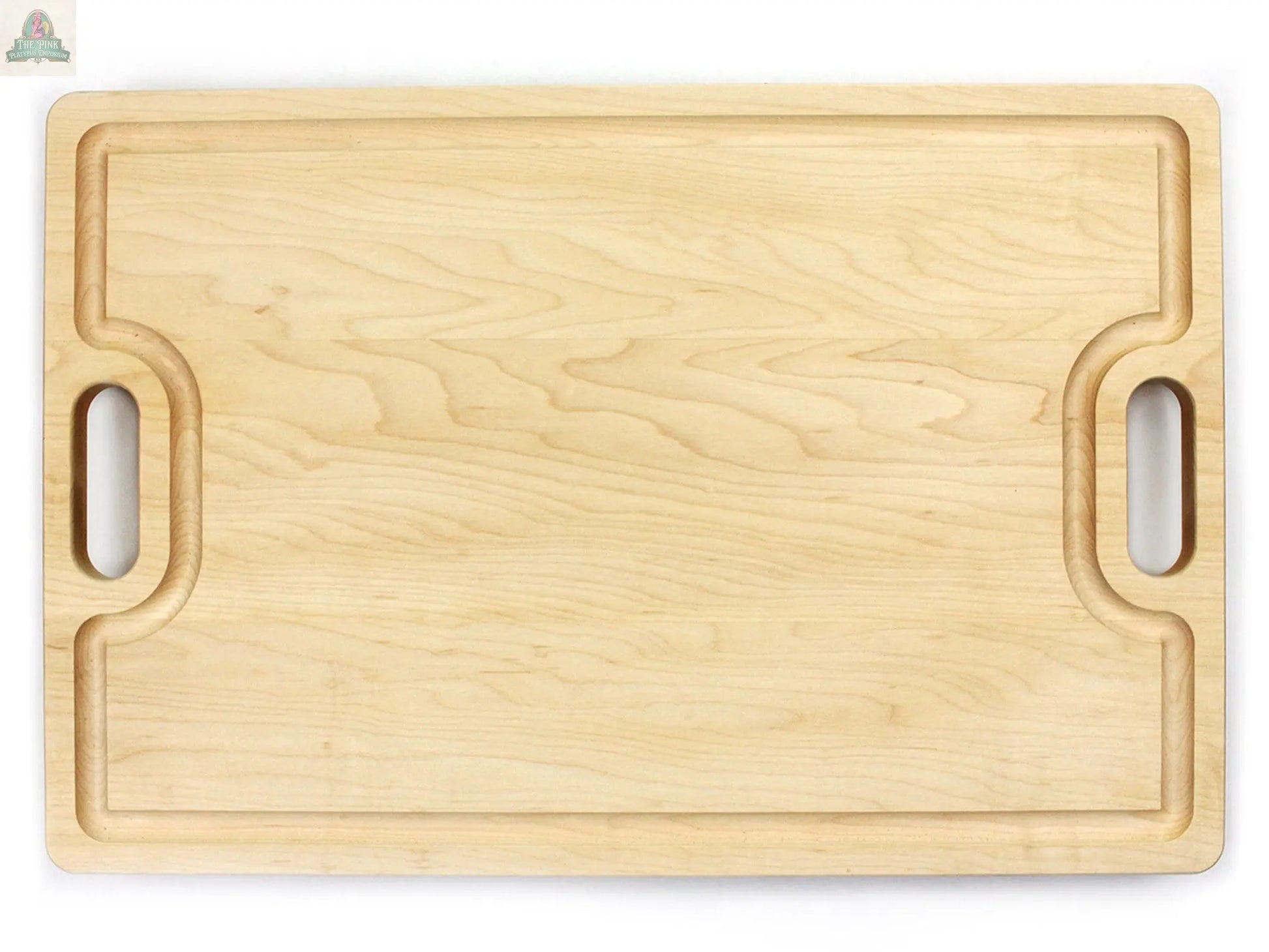 Large Cutting Board With Handles and Juice Groove 18x12, Walnut Reversible Wood Cutting Board, Doubles as a Wooden Serving Tray With Handles Pink Platypus Emporium