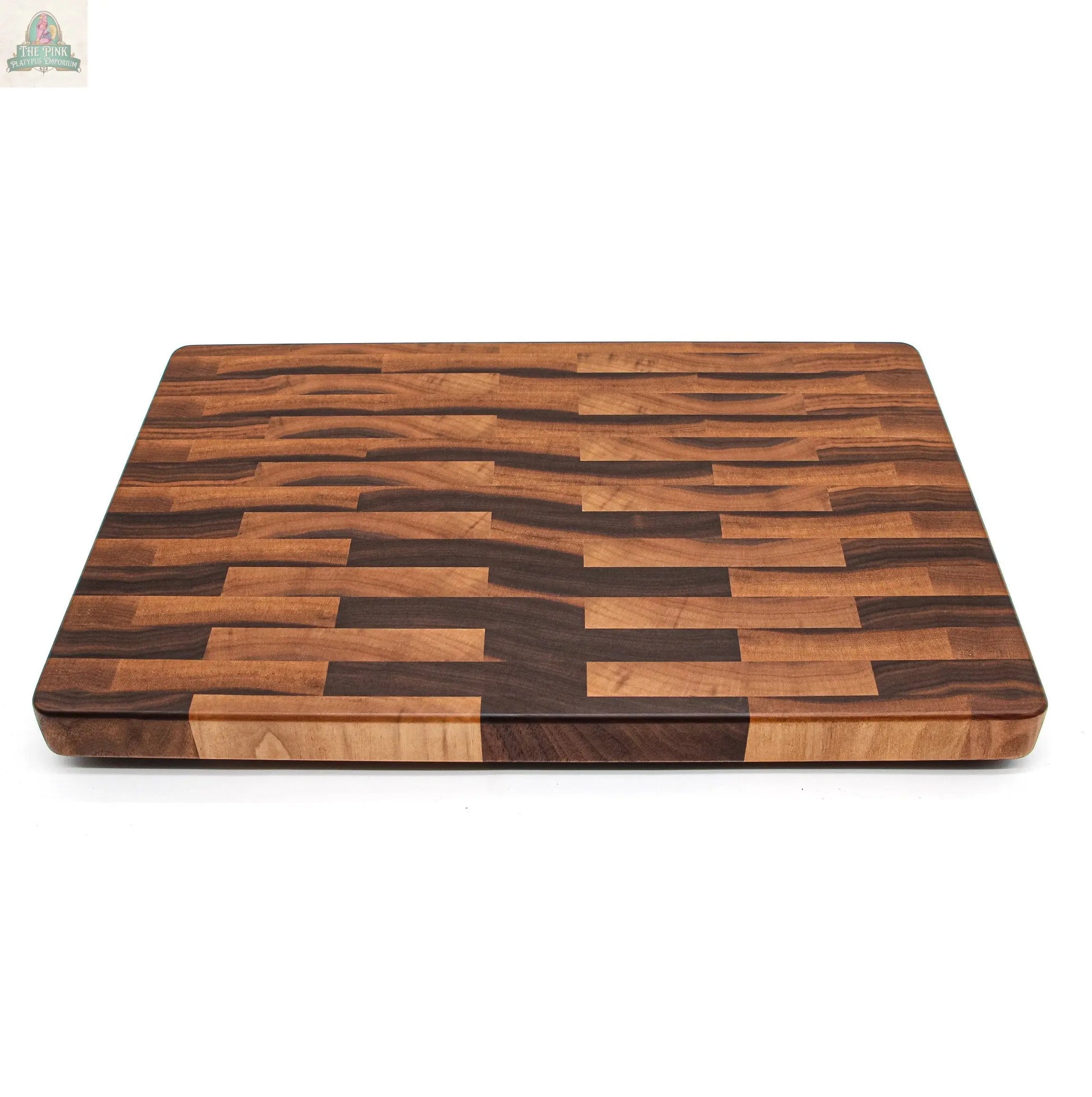 Large End Grain Calico Walnut Cutting Board, Walnut Butcher Block with Rubber Feet, Up to 2” Thick, Wedding Gift, Anniversary Gift, USA Made Pink Platypus Emporium