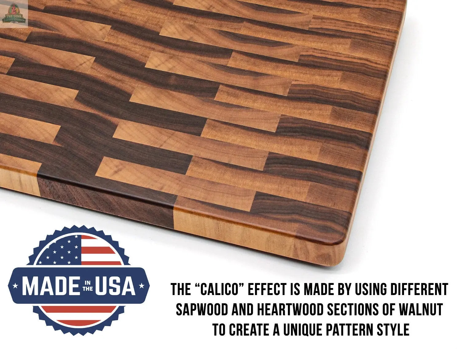Large End Grain Calico Walnut Cutting Board, Walnut Butcher Block with Rubber Feet, Up to 2” Thick, Wedding Gift, Anniversary Gift, USA Made Pink Platypus Emporium