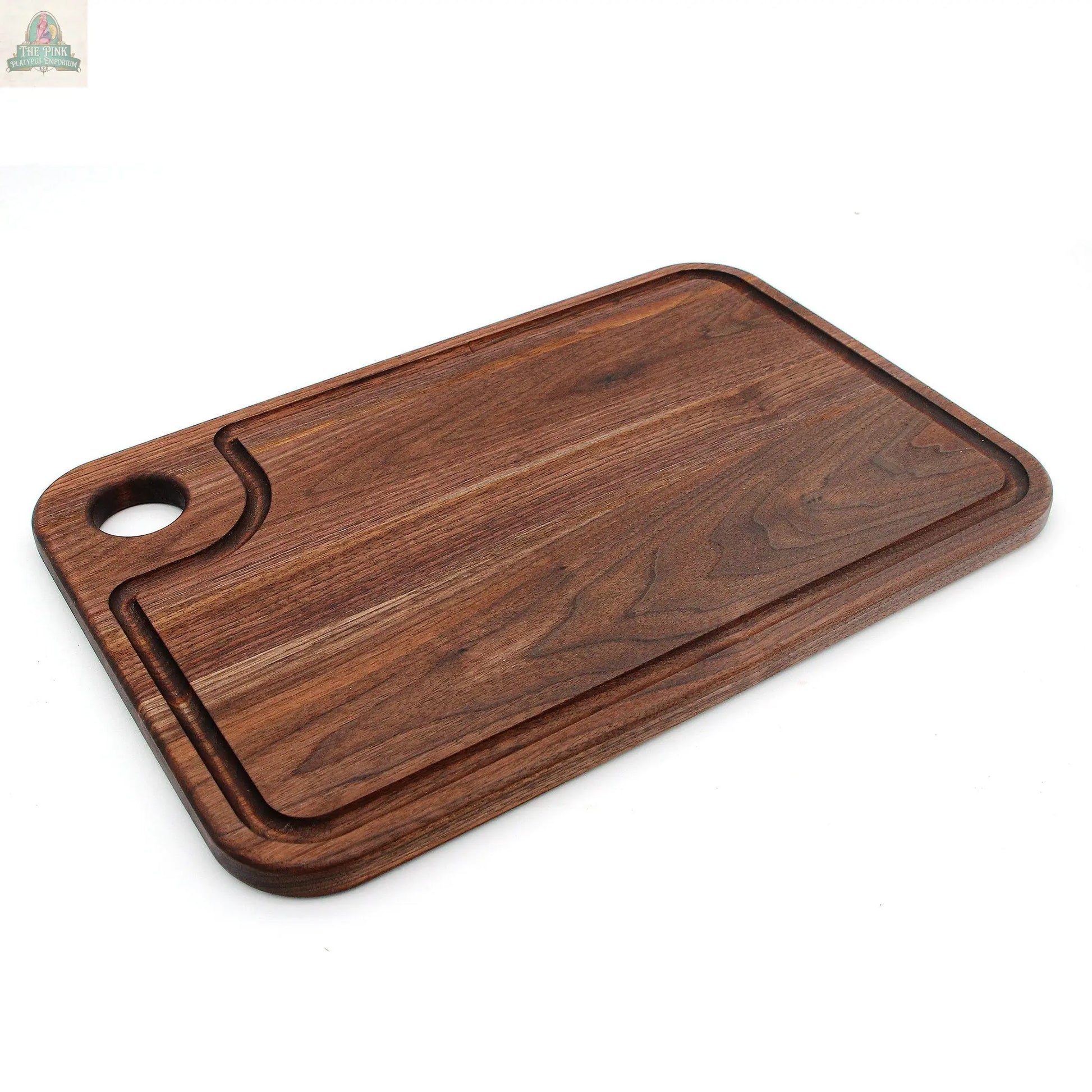 Large Wood Cutting Board With Thumb Hole and Juice Groove 18x12 Inches, Wood Cheese Board, Wooden Chopping Board, 100% Made in the USA Pink Platypus Emporium