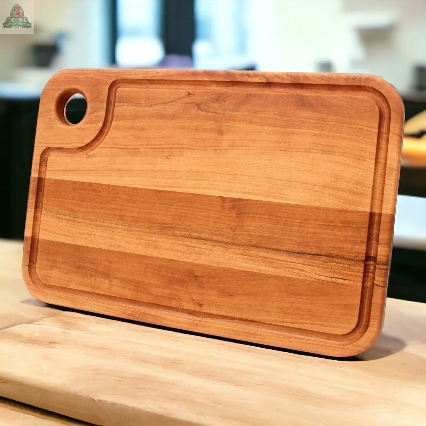 Large Wood Cutting Board With Thumb Hole and Juice Groove 18x12 Inches, Wood Cheese Board, Wooden Chopping Board, 100% Made in the USA Pink Platypus Emporium