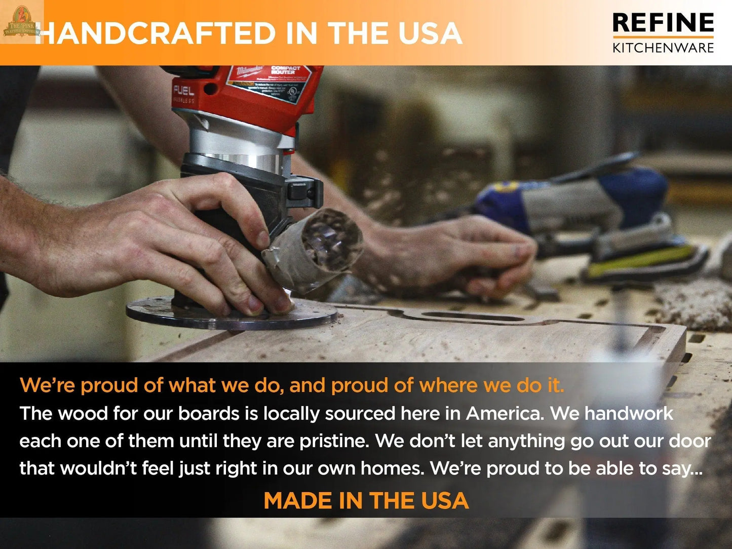 Large Wood Cutting Board With Thumb Hole and Juice Groove 18x12 Inches, Wood Cheese Board, Wooden Chopping Board, 100% Made in the USA Pink Platypus Emporium