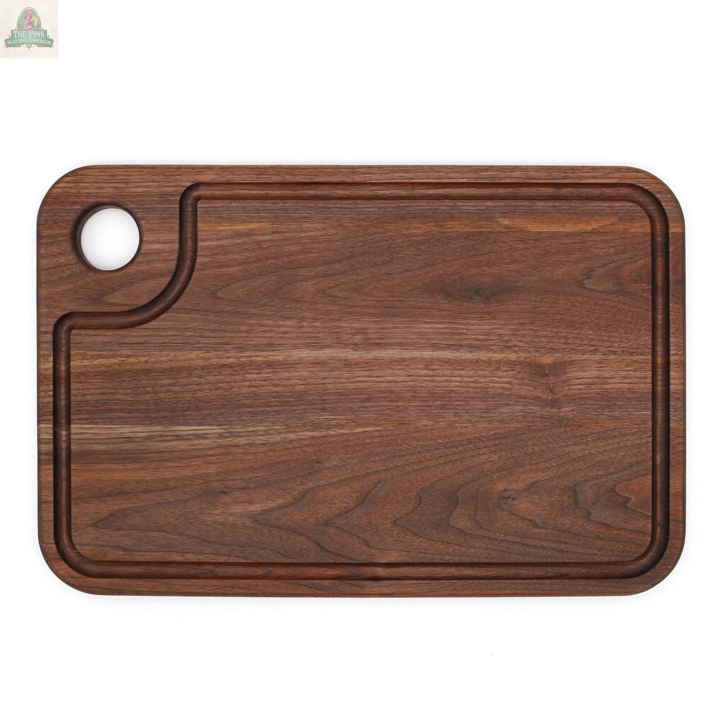 Large Wood Cutting Board With Thumb Hole and Juice Groove 18x12 Inches, Wood Cheese Board, Wooden Chopping Board, 100% Made in the USA Pink Platypus Emporium