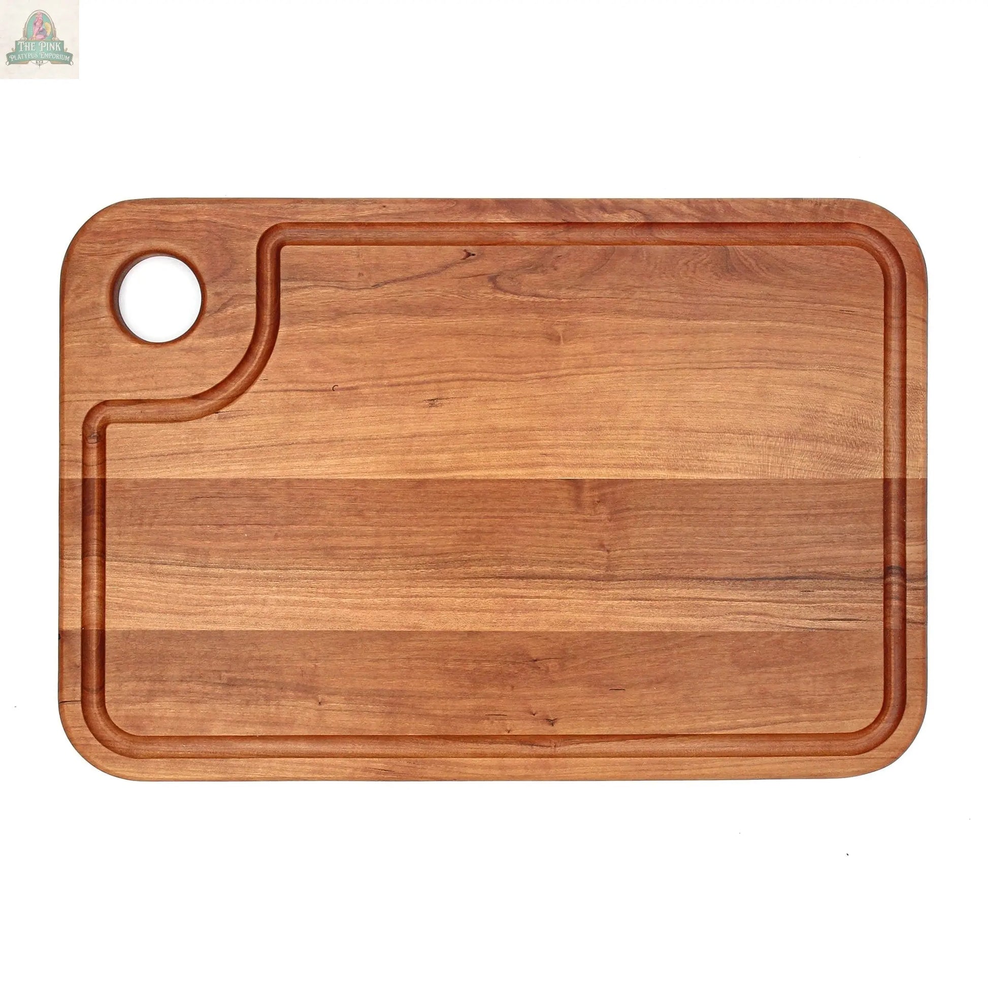 Large Wood Cutting Board With Thumb Hole and Juice Groove 18x12 Inches, Wood Cheese Board, Wooden Chopping Board, 100% Made in the USA Pink Platypus Emporium