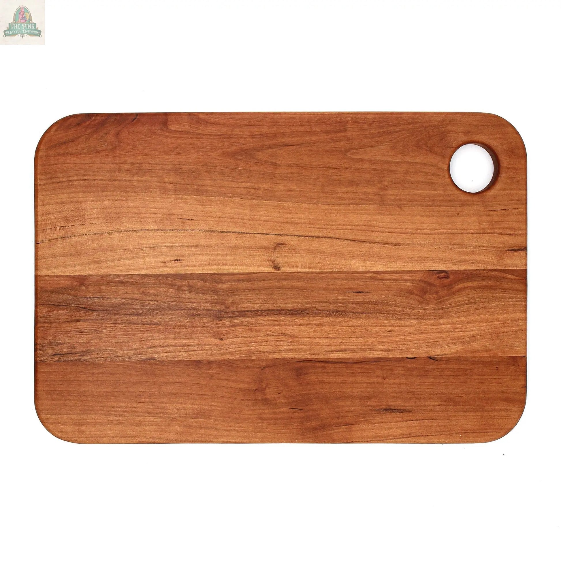 Large Wood Cutting Board With Thumb Hole and Juice Groove 18x12 Inches, Wood Cheese Board, Wooden Chopping Board, 100% Made in the USA Pink Platypus Emporium