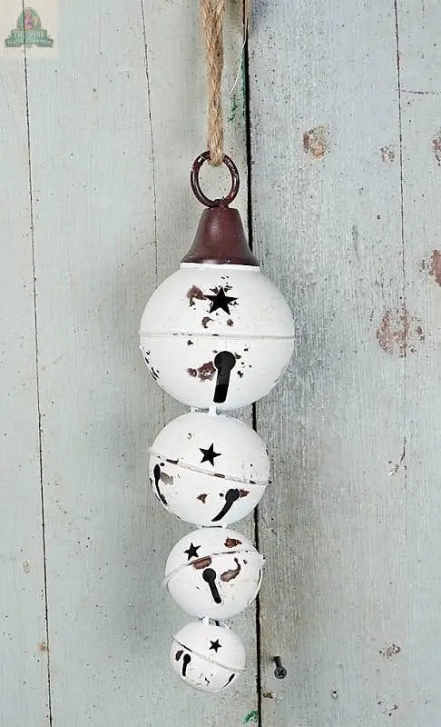 M10820- Distressed Metal 4 Bells Strand-White Holiday Depot Inc.