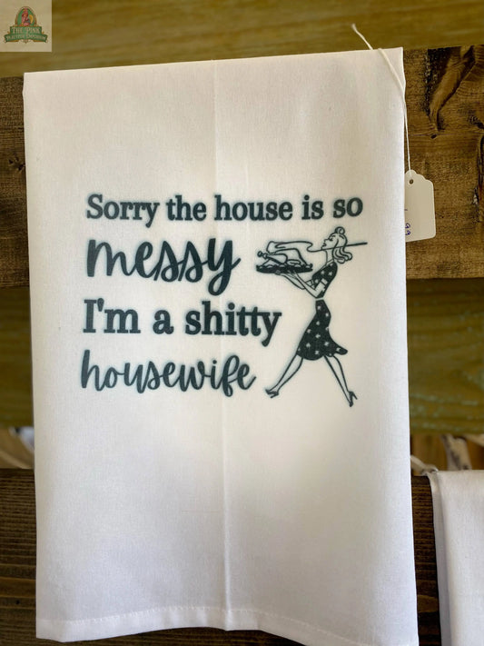 Messy House Tea Towel Pink Platypus Emporium