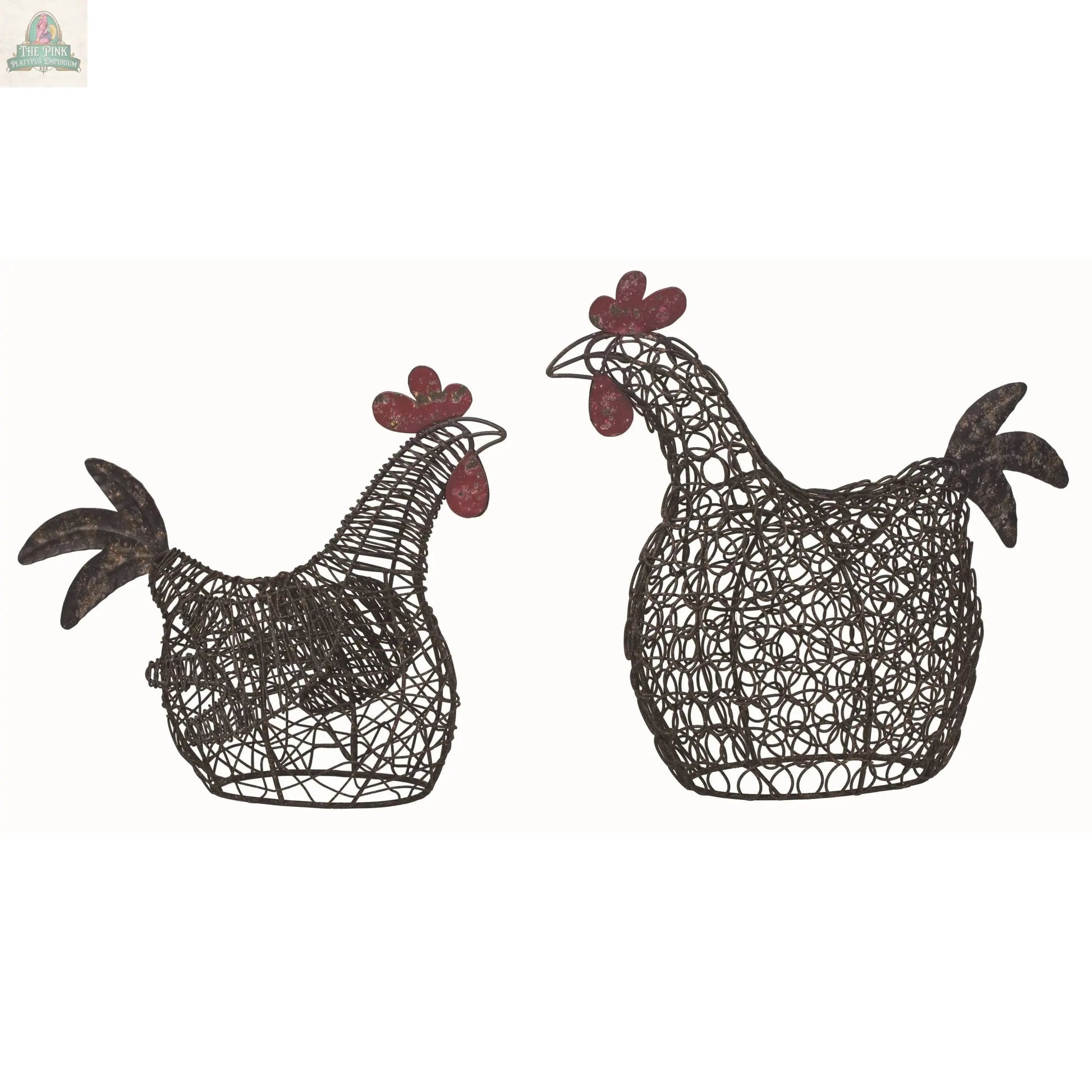 Add rustic charm to your space with these Metal 11.5" Brown Spring Roosters. Their open-frame design and red accents make them perfect as unique Spring decor pieces for your Country Market-themed home collection.