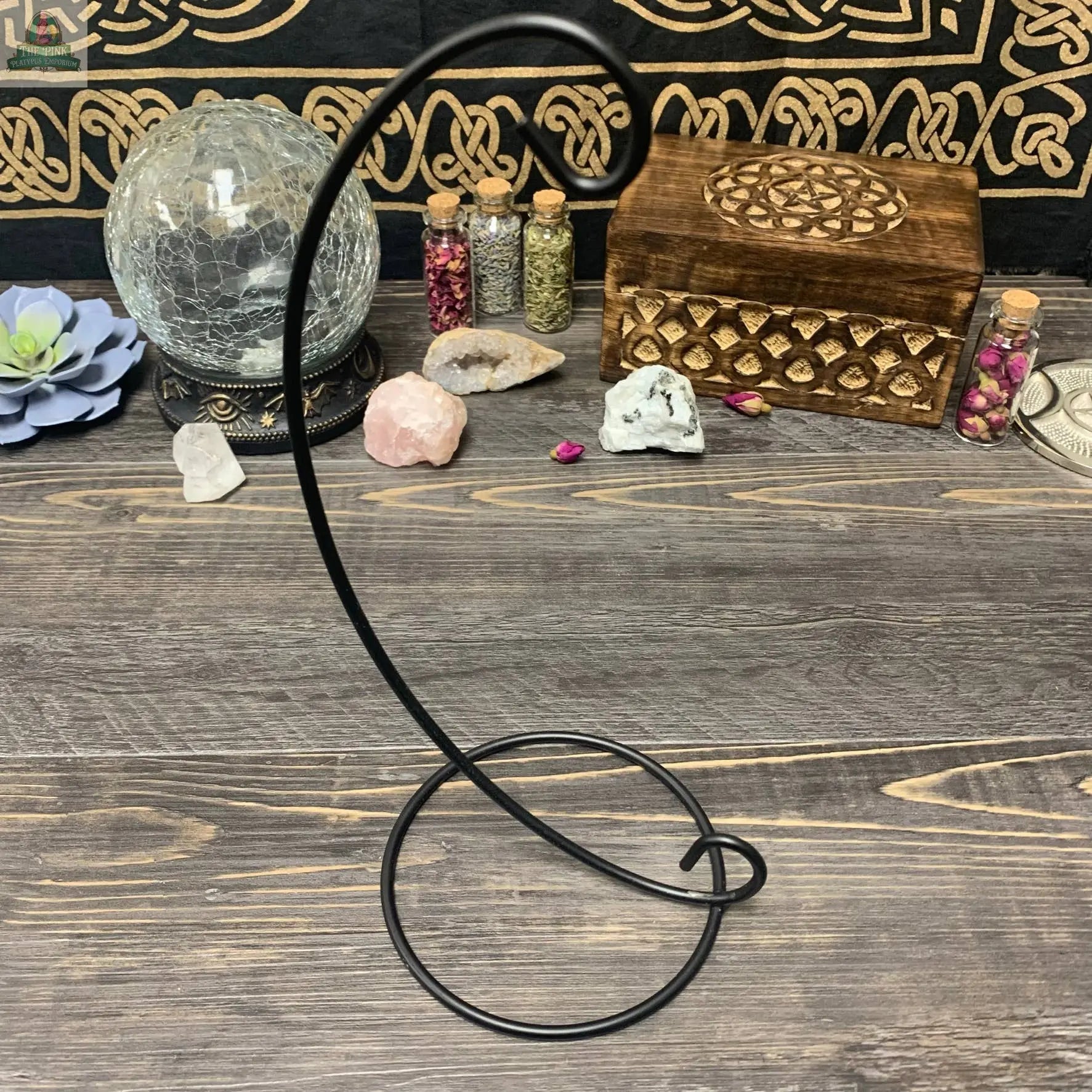Moon Fairy Witch Ball, Witchy Decor, Altar Decor: Silver / Ball w/ Stand Moondust and Raven