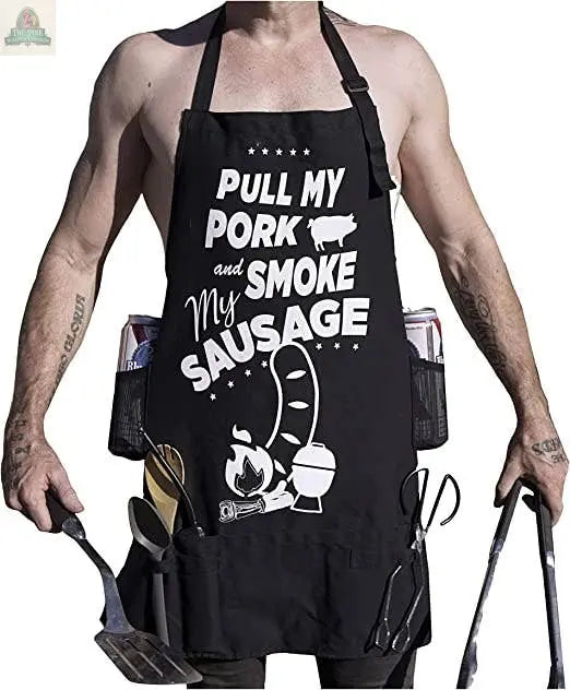 NOWHERE AMERICA - 'PULL MY PORK' - Funny BBQ Apron - Gag Gif Pink Platypus Emporium