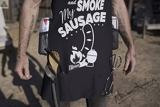 NOWHERE AMERICA - 'PULL MY PORK' - Funny BBQ Apron - Gag Gif Pink Platypus Emporium