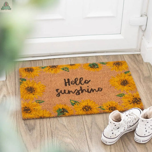 Natural Hello Sunshine Sunflower Doormat Pink Platypus Emporium