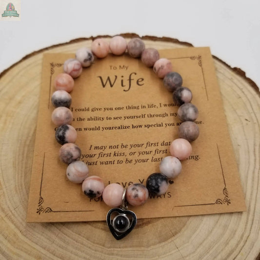 Natural Rhodonite Bracelet Valentine'S Day Gift For Wife CHAKRA JEWELRY