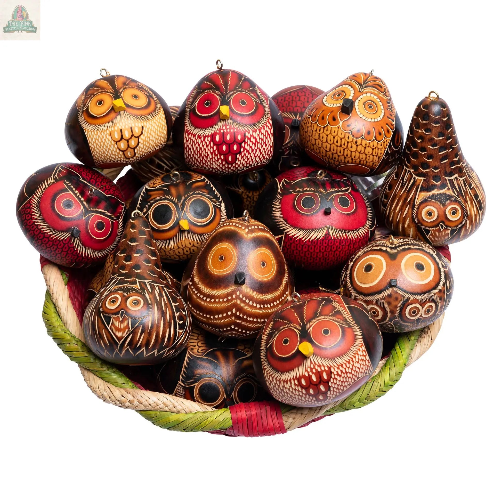Owls Mix - Gourd Ornament - Artist Made Lucuma Designs