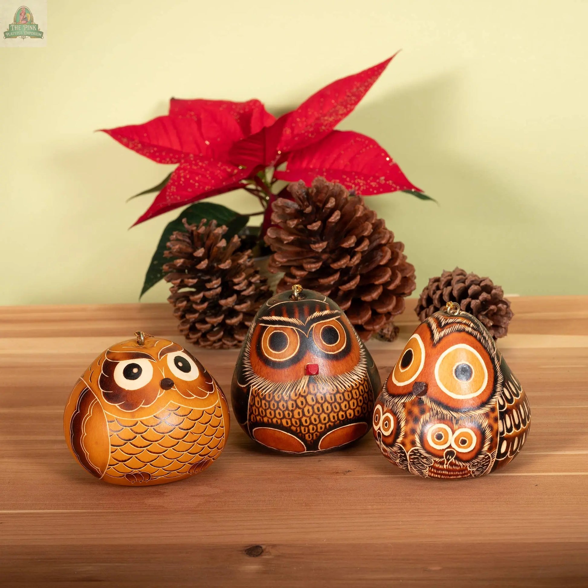 Owls Mix - Gourd Ornament - Artist Made Lucuma Designs
