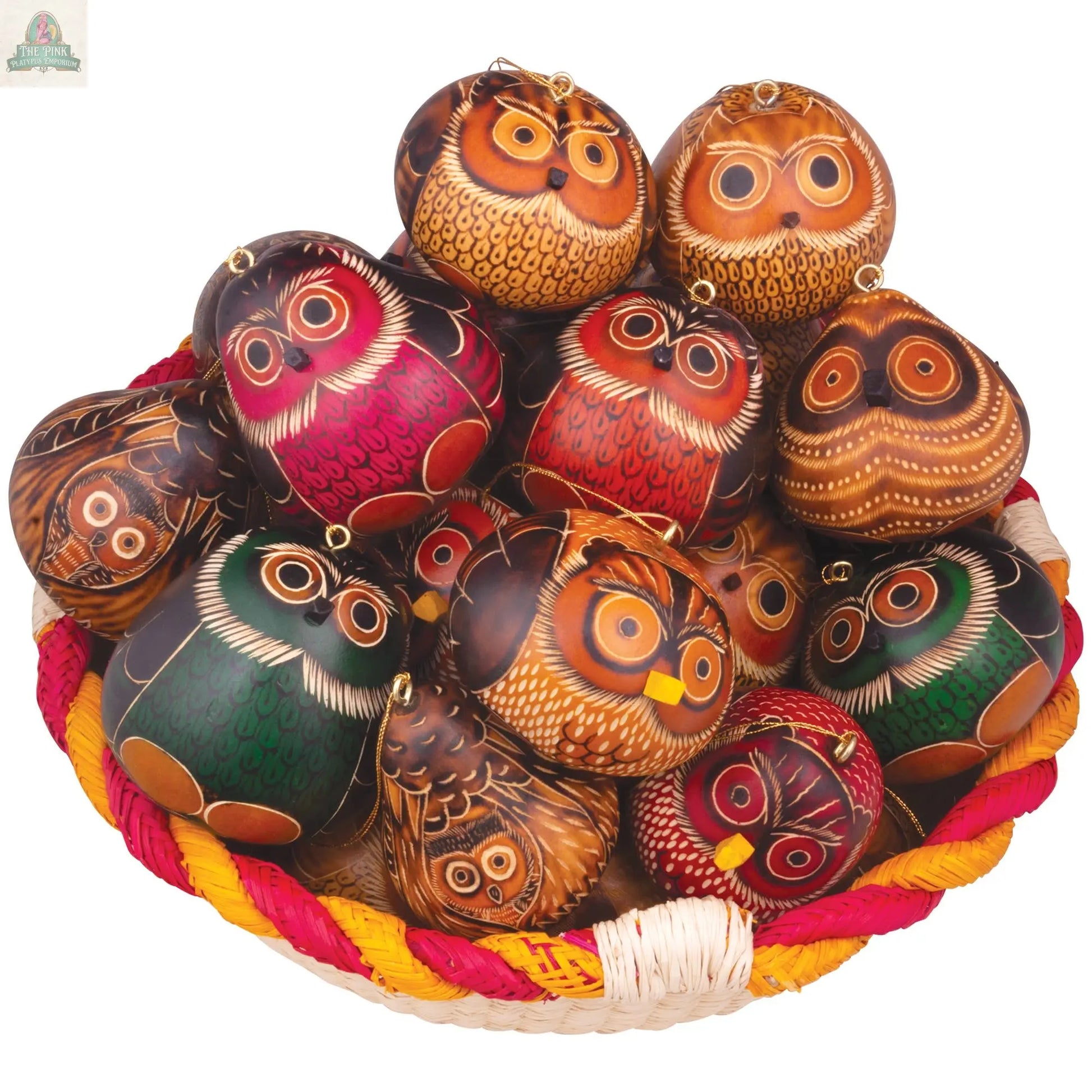 Owls Mix - Gourd Ornament - Artist Made Lucuma Designs