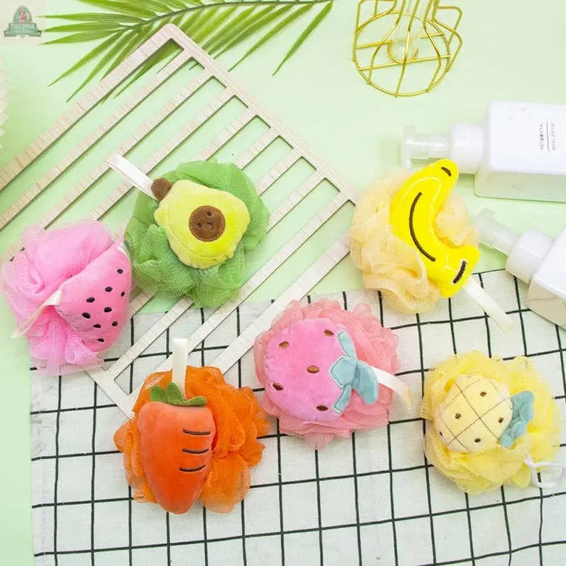 PAPO - Cute Fruit-Shaped Bath Pouf - Playful Design: STRAWBERRY / 40g Pink Platypus Emporium