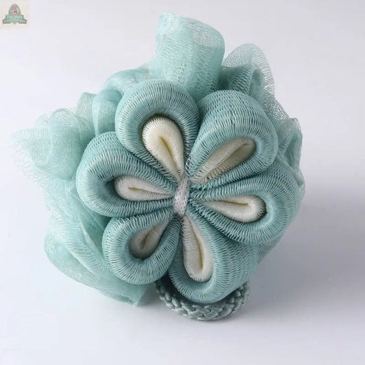 PAPO-  Flower Shower Pouf Premium Quality and Rich Foaming: GREEN Pink Platypus Emporium