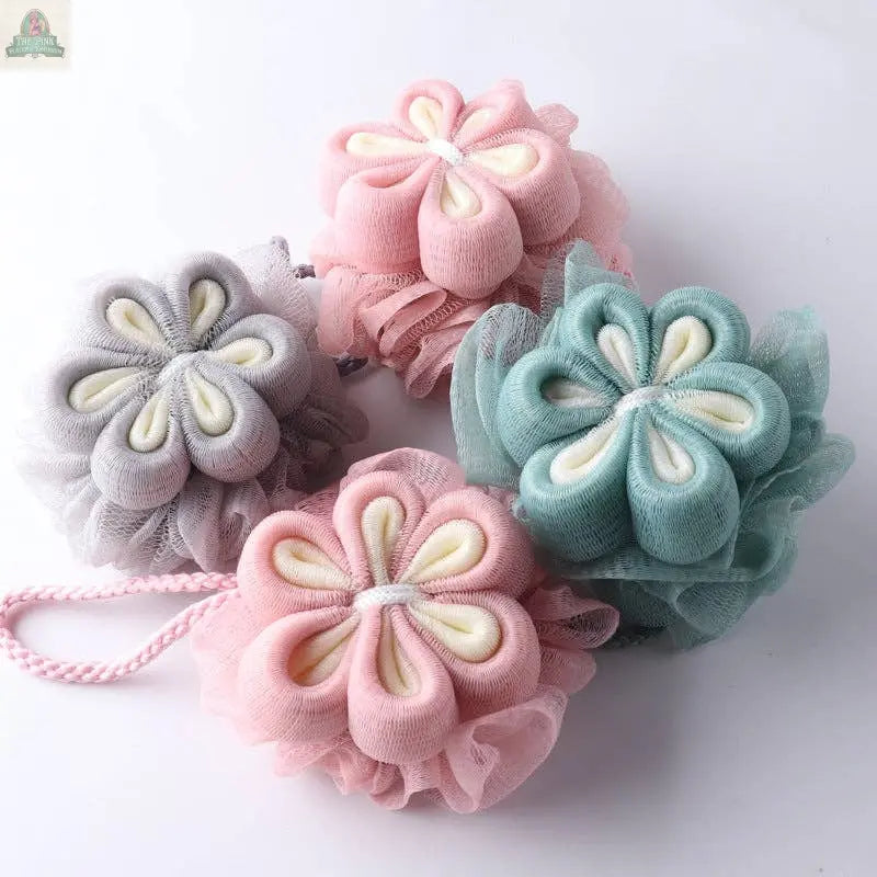 PAPO-  Flower Shower Pouf Premium Quality and Rich Foaming: PINK Pink Platypus Emporium