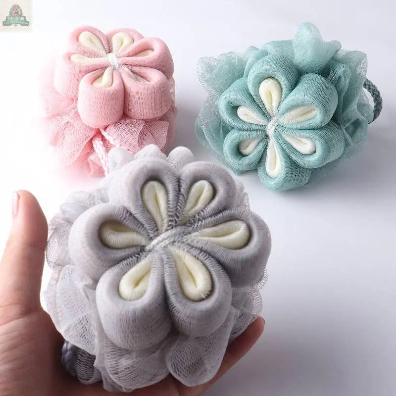 PAPO-  Flower Shower Pouf Premium Quality and Rich Foaming: PINK Pink Platypus Emporium