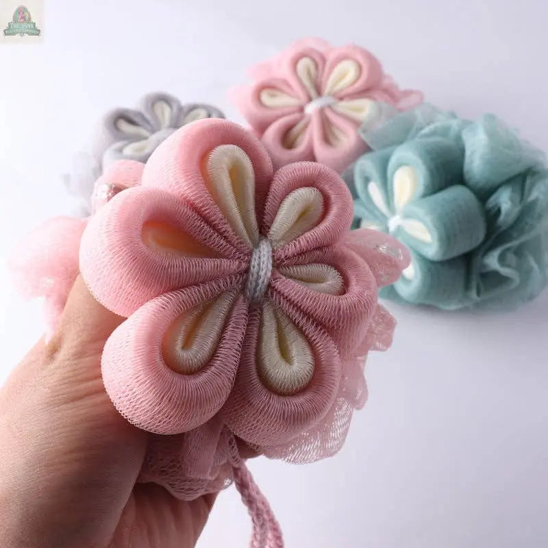PAPO-  Flower Shower Pouf Premium Quality and Rich Foaming: PINK Pink Platypus Emporium