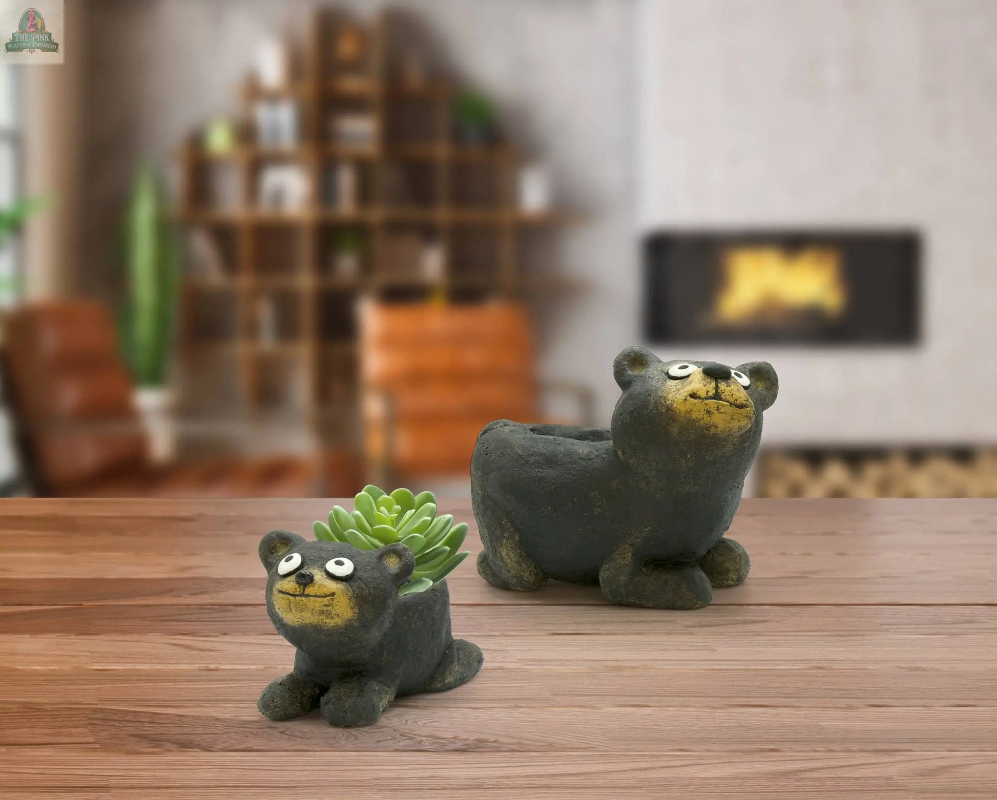 Paddy the Black Bear Cub Blobhouse Planter Pink Platypus Emporium