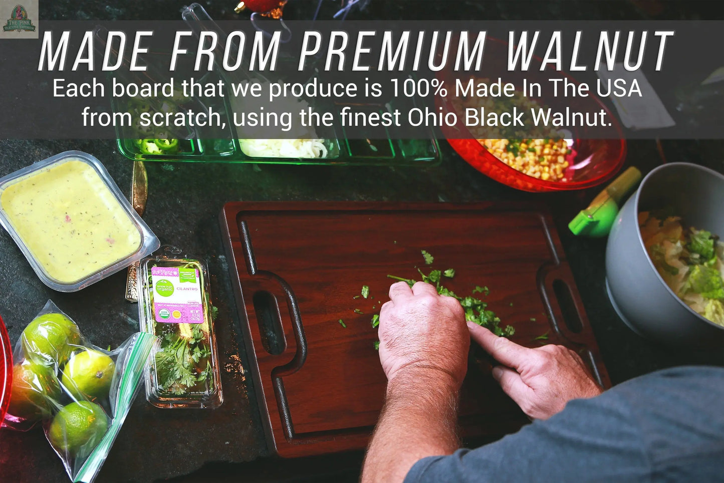 Personalized Cutting Board Wedding Gift, Monogrammed Cutting Board 18" x 12" With Juice Groove and Handles, Christmas, USA Made Pink Platypus Emporium