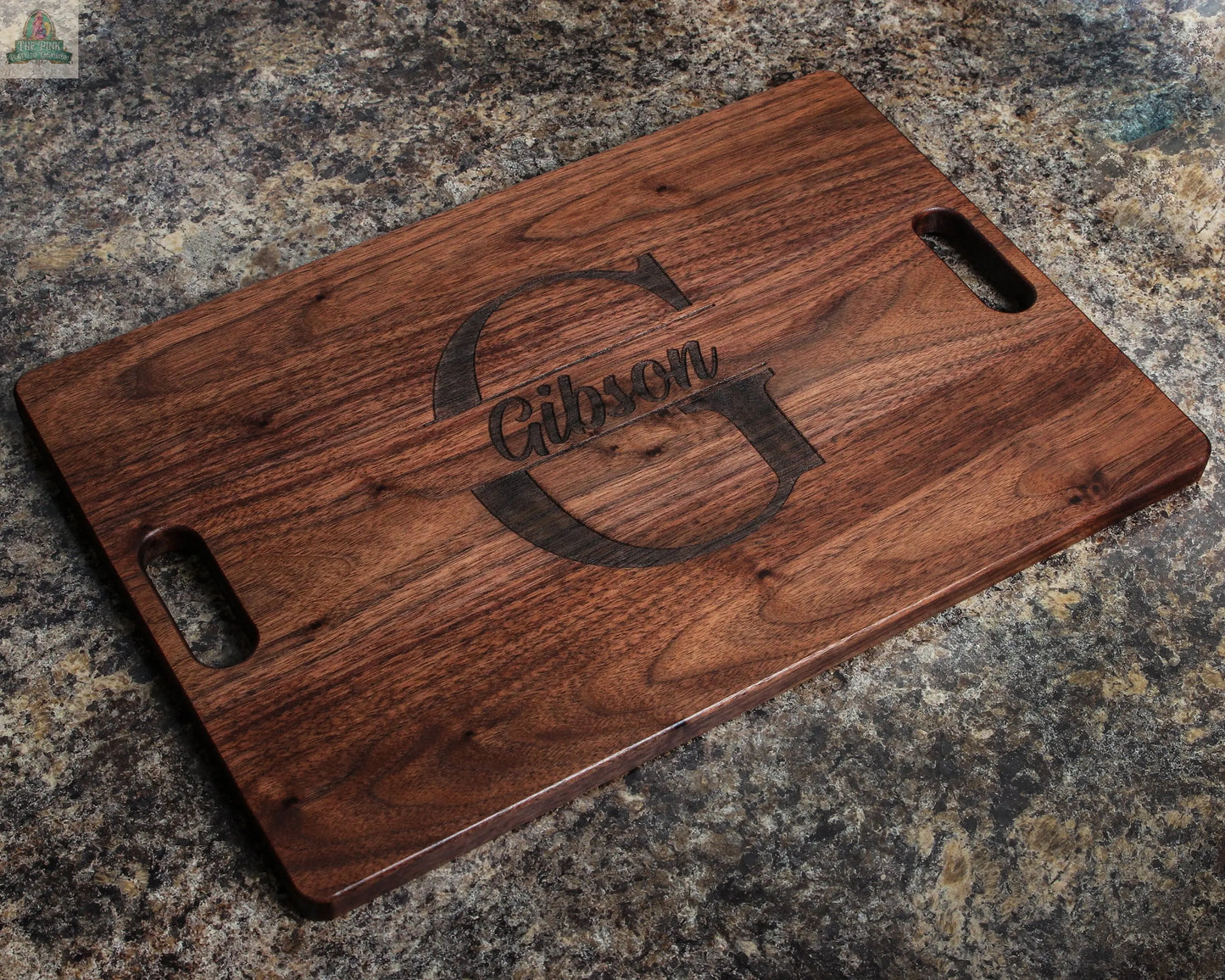 Personalized Cutting Board Wedding Gift, Monogrammed Cutting Board 18" x 12" With Juice Groove and Handles, Christmas, USA Made Pink Platypus Emporium