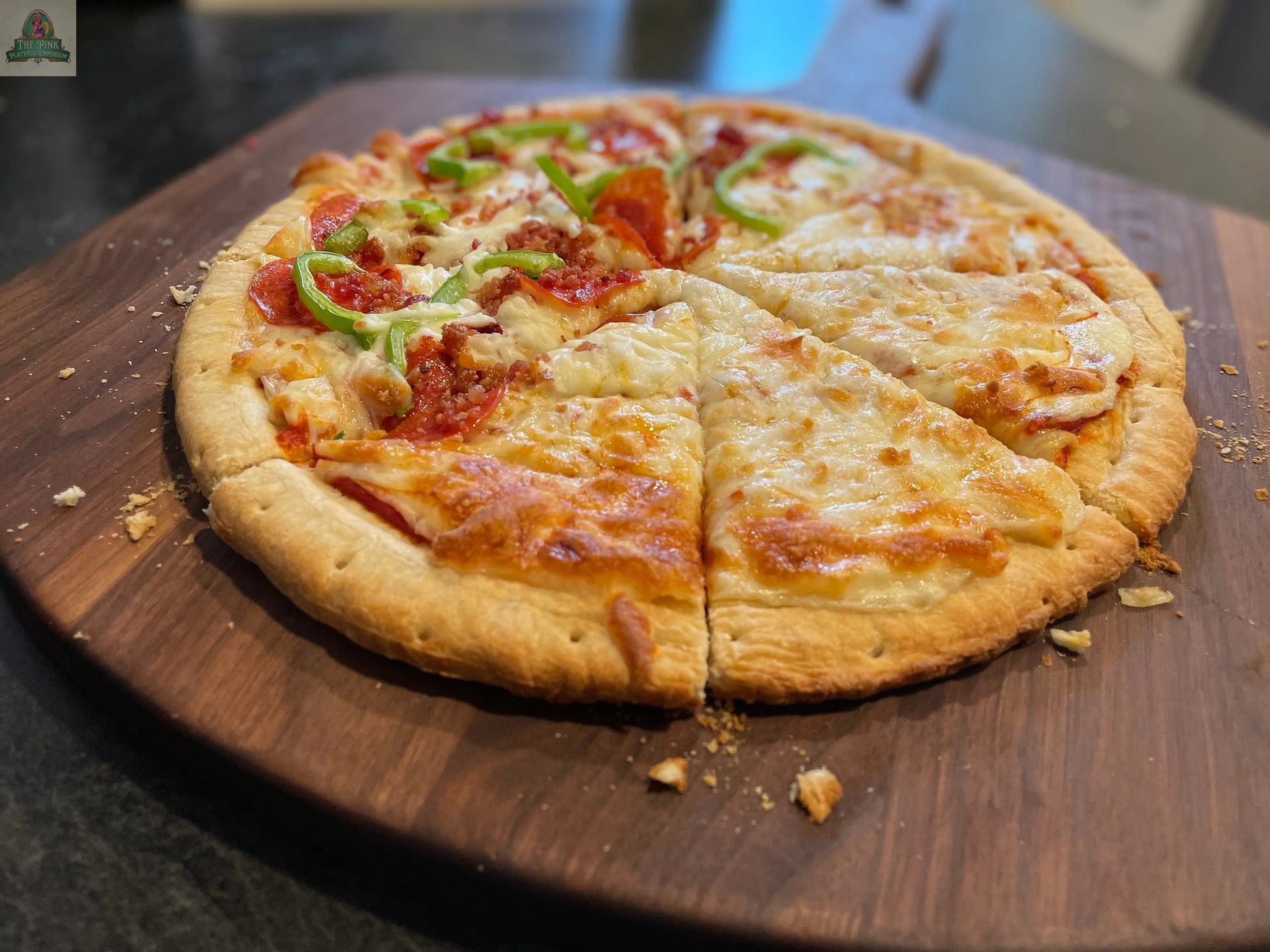 Personalized Pizza Peel, Large 22" x 16" Walnut American Hardwood, Personalized Pizza Board, Pizza Paddle, Pizza Shovel, Wood Pizza Peel Pink Platypus Emporium